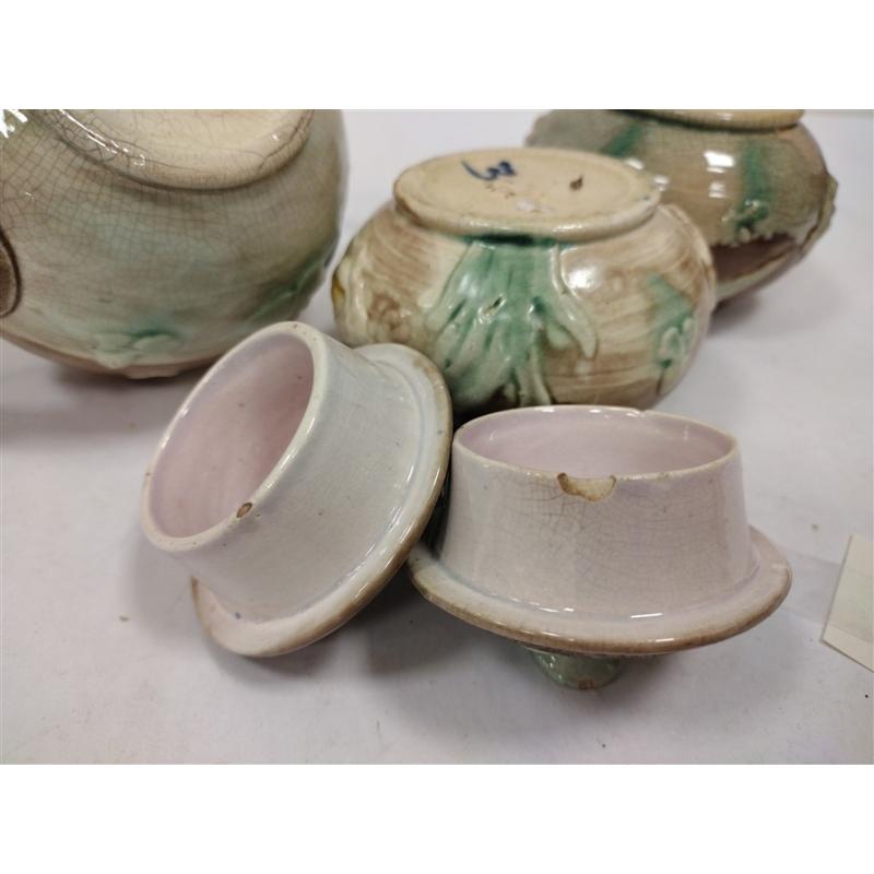 ANTIQUE MAJOLICA THREE PIECE TEA SET