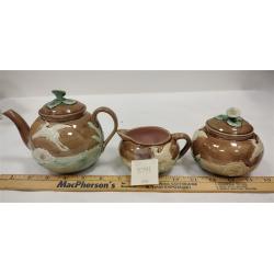 ANTIQUE MAJOLICA THREE PIECE TEA SET