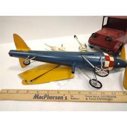 CONTEMPORARY METAL MODEL AIRPLANE WHIRLIGIG AND A TRUCK PLANTER