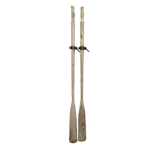 PAIR OF OLD PAINTED WOOD OARS