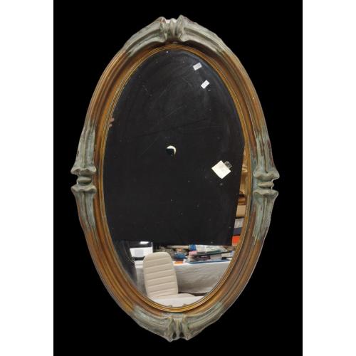 VINTAGE OVAL PIE CRUST FRAMED MIRROR