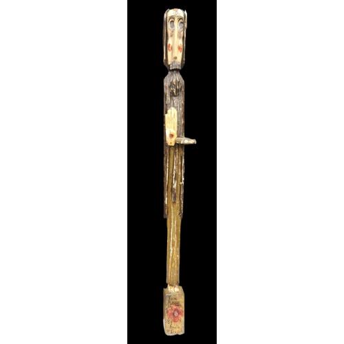 ELONGATED MODERNIST WOOD SCULPTURE OF THE RESURRECTED JESUS