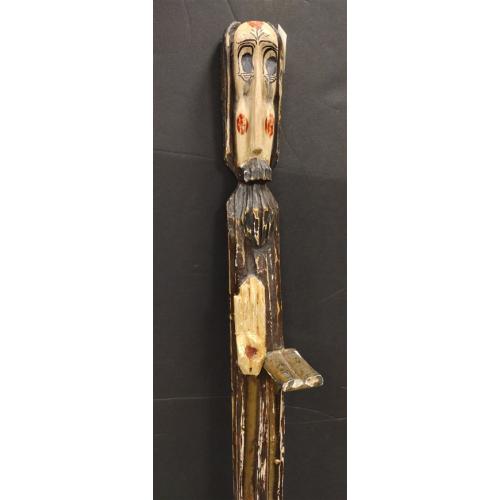 ELONGATED MODERNIST WOOD SCULPTURE OF THE RESURRECTED JESUS
