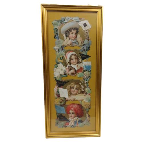 FRAMED DIE CUT CALENDAR CHROMOLITHOGRAPH