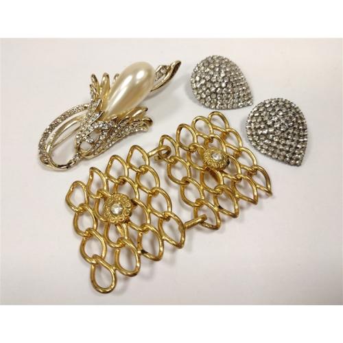 BUCKLE, NEWER EARRINGS, FLOWER BROOCH