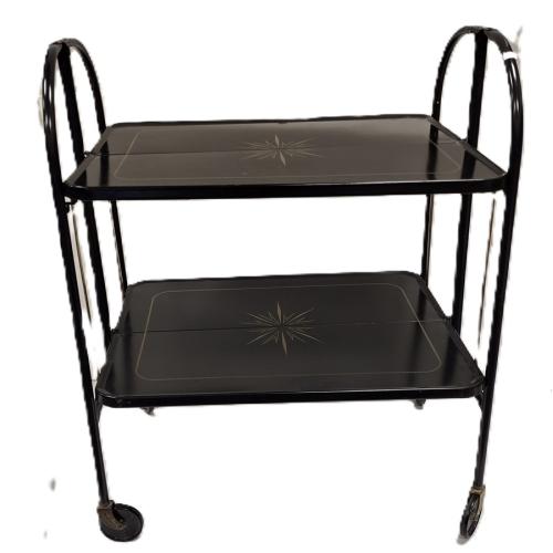 MID CENTURY BLACK TWO TIER FOLDING CART - VERSA-TABLE