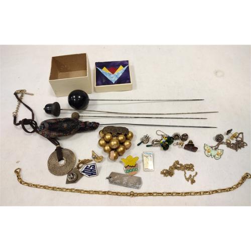 VINTAGE STICK PINS, EARRINGS AND MORE