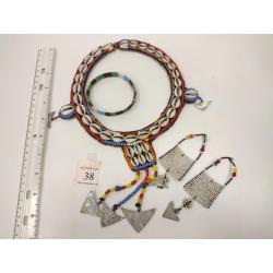 AFRICAN MAASAI NECKLACE AND EARRINGS SET