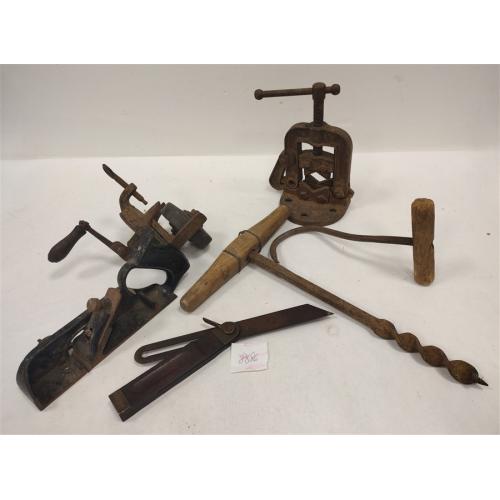 SIX ANTIQUE HAND TOOLS