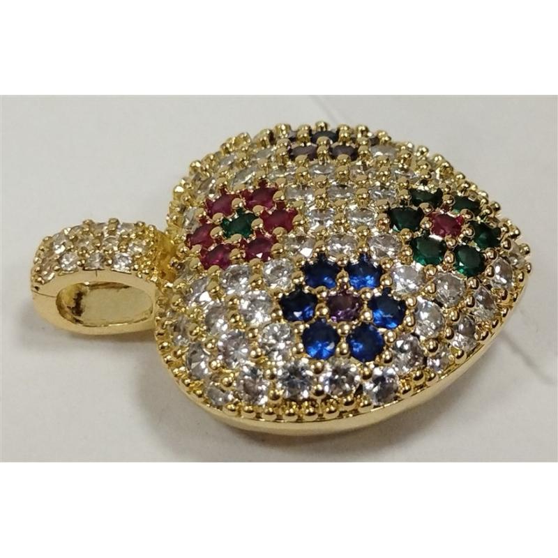 FOUR CONTEMPORARY EMBELLISHED HEART SHAPED PENDANTS