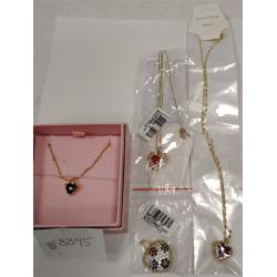 FOUR CONTEMPORARY EMBELLISHED HEART SHAPED PENDANTS