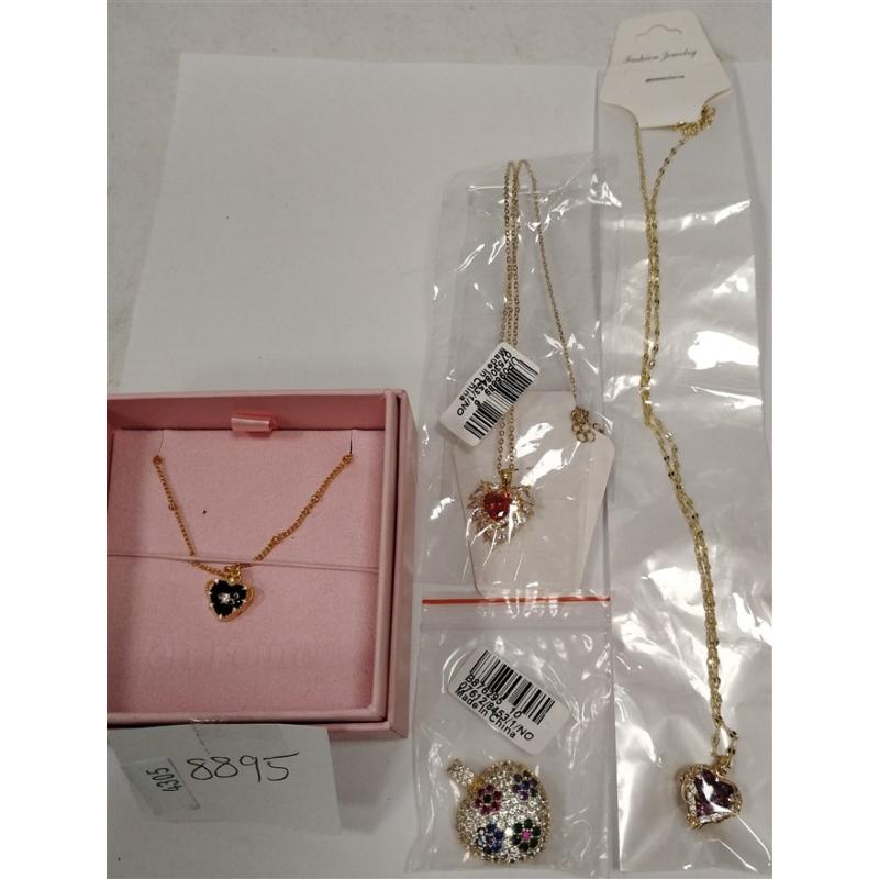 FOUR CONTEMPORARY EMBELLISHED HEART SHAPED PENDANTS