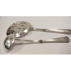 TWO ANTIQUE STERLING HANDLED SERVING SPOONS