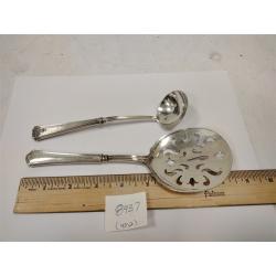 TWO ANTIQUE STERLING HANDLED SERVING SPOONS
