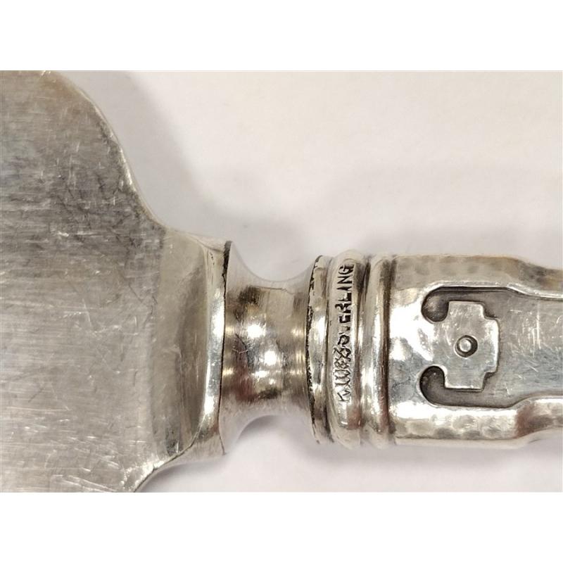 TWO ANTIQUE STERLING HANDLED SERVING SPOONS