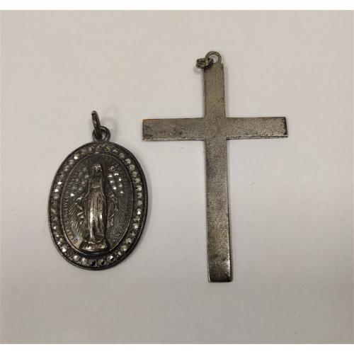 STERLING CROSS AND MARY PENDANT