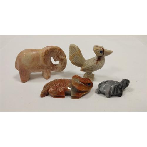 FOUR MINIATURE STONE ANIMALS