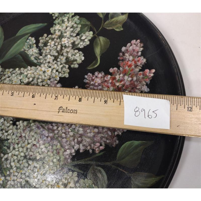 TOLE PAINTED WOOD PLATE DATED 1890