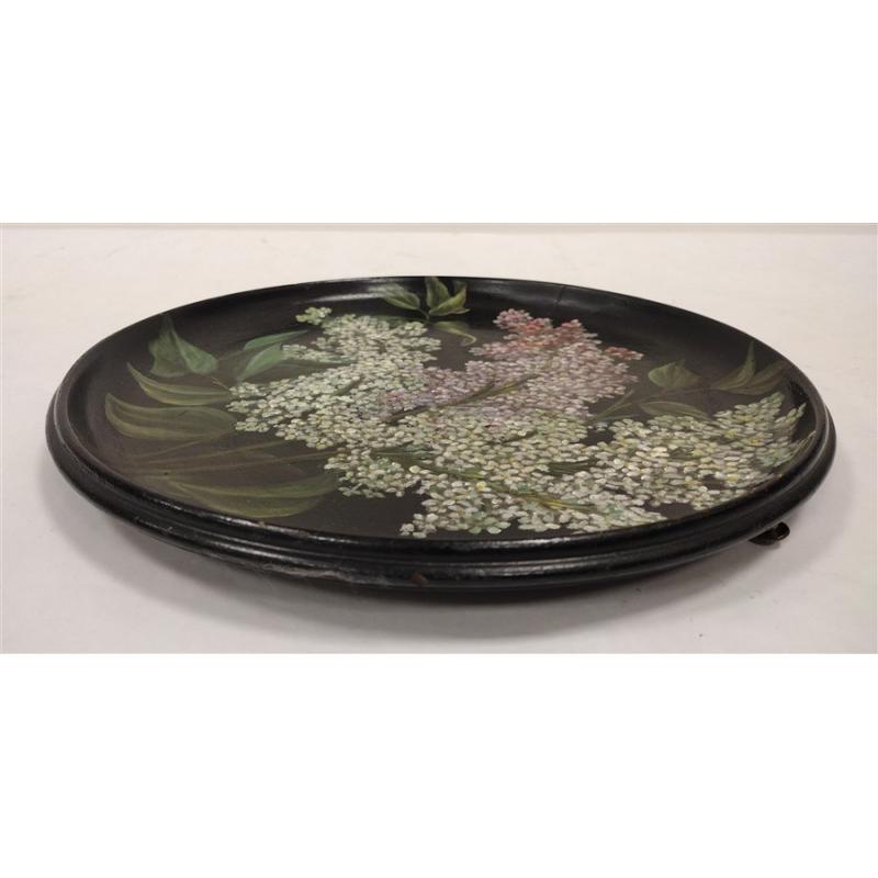 TOLE PAINTED WOOD PLATE DATED 1890
