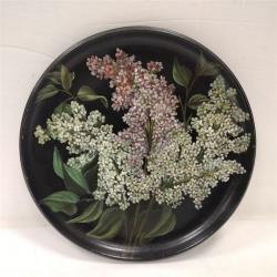 TOLE PAINTED WOOD PLATE DATED 1890