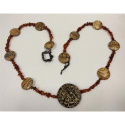 AMBER,  STONE NECKLACE - STERLING CLASP