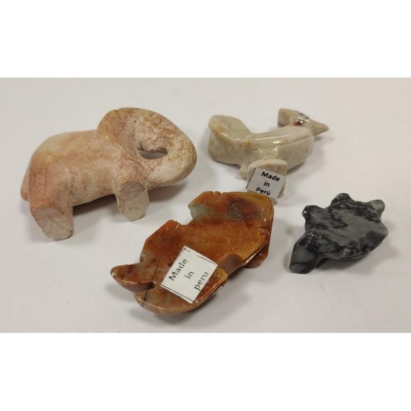 FOUR MINIATURE STONE ANIMALS