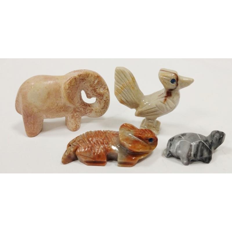 FOUR MINIATURE STONE ANIMALS