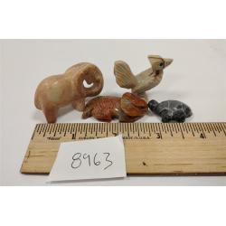 FOUR MINIATURE STONE ANIMALS