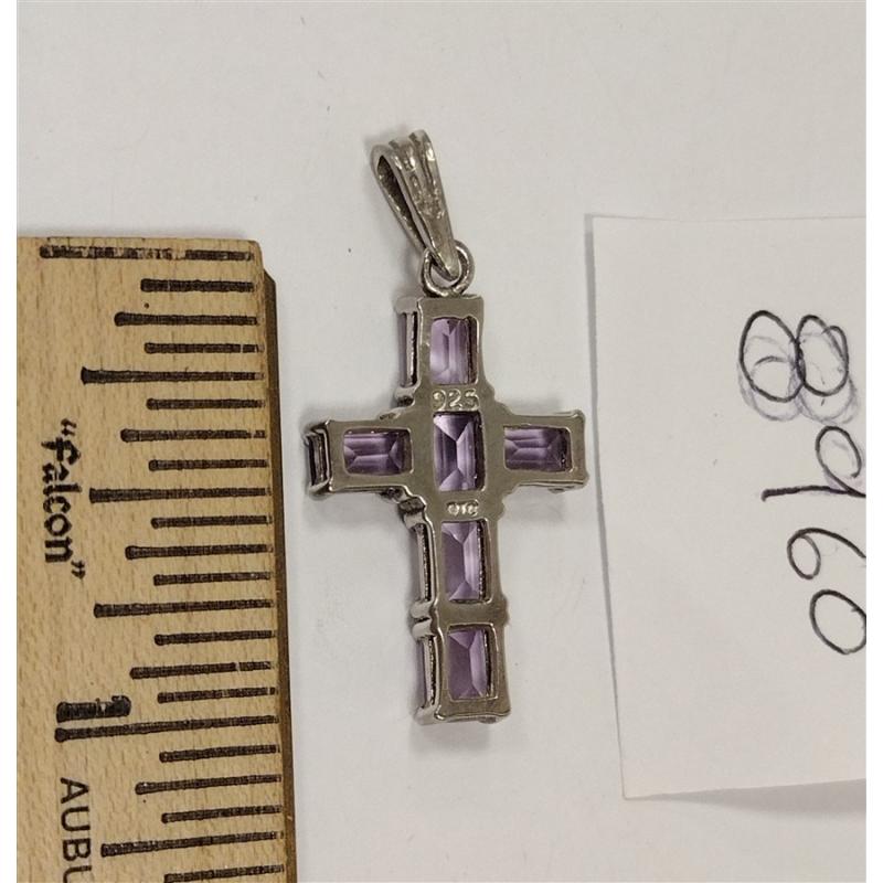 925 CROSS PENDANT WITH PURPLE STONES
