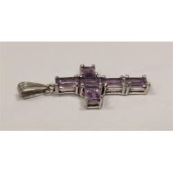 925 CROSS PENDANT WITH PURPLE STONES