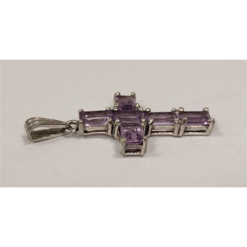 925 CROSS PENDANT WITH PURPLE STONES
