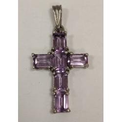925 CROSS PENDANT WITH PURPLE STONES