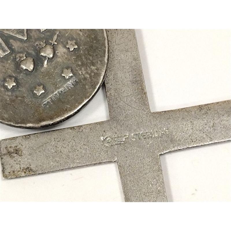 STERLING CROSS AND MARY PENDANT