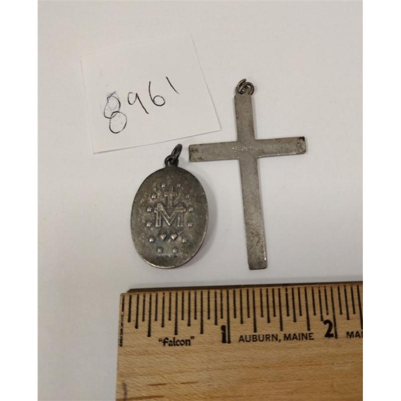 STERLING CROSS AND MARY PENDANT
