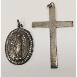 STERLING CROSS AND MARY PENDANT