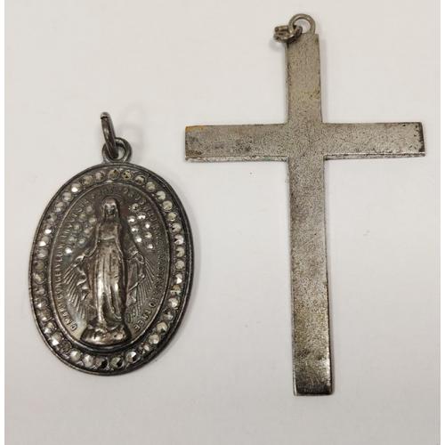 STERLING CROSS AND MARY PENDANT