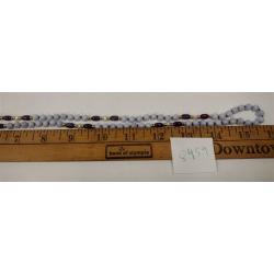 PURPLE BEAD NECKLACE WITH CLASP MARKED 14K