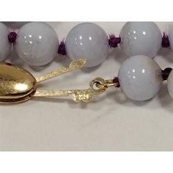 PURPLE BEAD NECKLACE WITH CLASP MARKED 14K