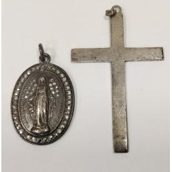 STERLING CROSS AND STERLING MARY PENDANT