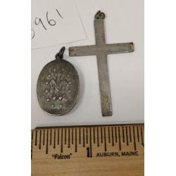 STERLING CROSS AND STERLING MARY PENDANT