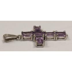 925 CROSS PENDANT WITH PURPLE STONES