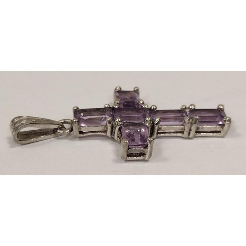 925 CROSS PENDANT WITH PURPLE STONES