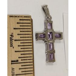 925 CROSS PENDANT WITH PURPLE STONES