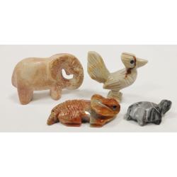 FOUR MINIATURE STONE ANIMALS