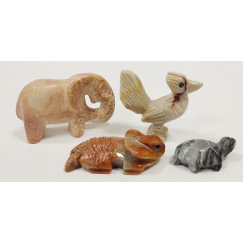 FOUR MINIATURE STONE ANIMALS