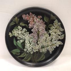 TOLE PAINTED WOOD PLATE DATED 1890