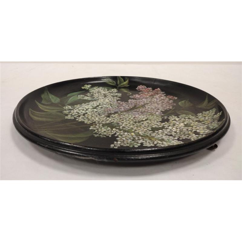 TOLE PAINTED WOOD PLATE DATED 1890