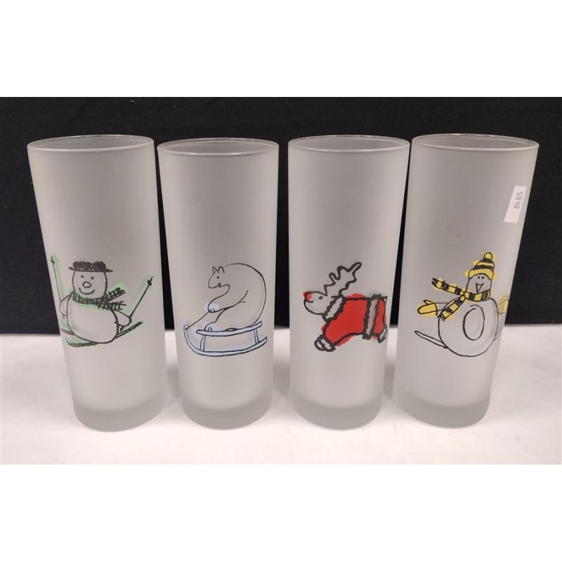 FOUR VINTAGE DARLINGTON FRANCE HOLIDAY TUMBLERS