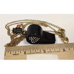 VINTAGE BETSY JOHNSON RHINESTONE DECORATED METAL WHISTLE