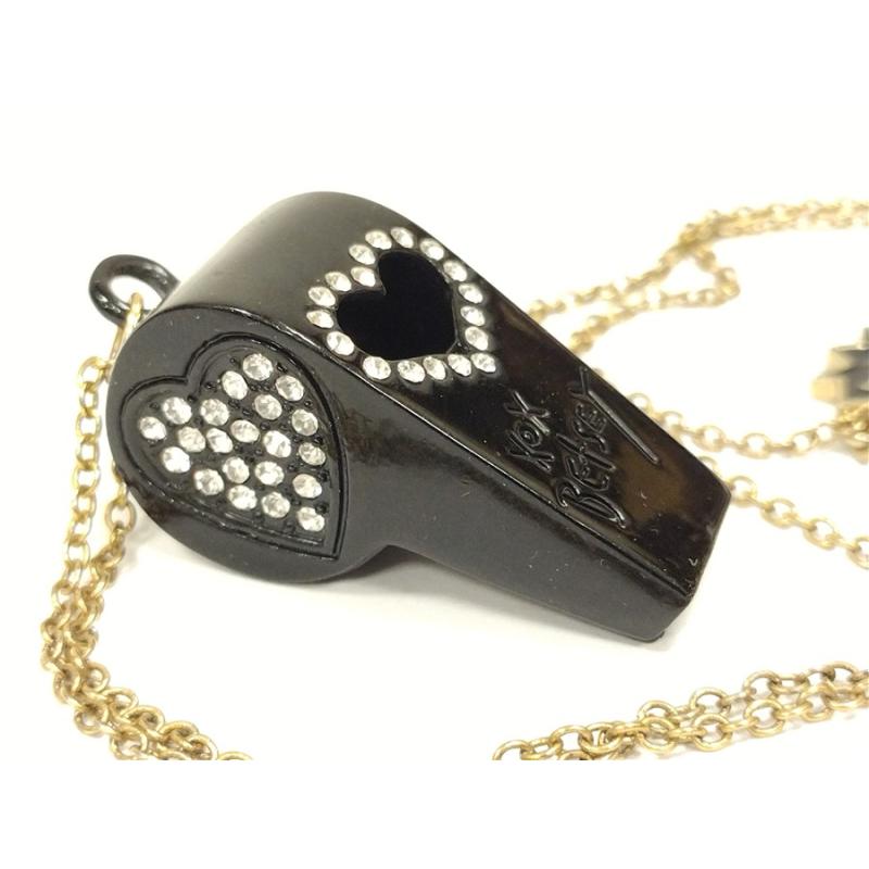 VINTAGE BETSY JOHNSON RHINESTONE DECORATED METAL WHISTLE